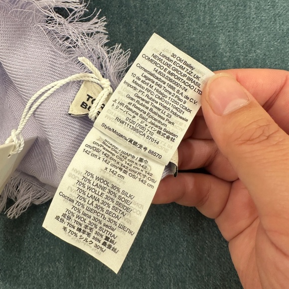 NWT!Tory Burch T Monogram Jacquard Traveler Scarf Wool Silk Blend In Pale Violet - Picture 6 of 7